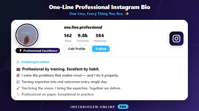 One-Line Professional Instagram Bio